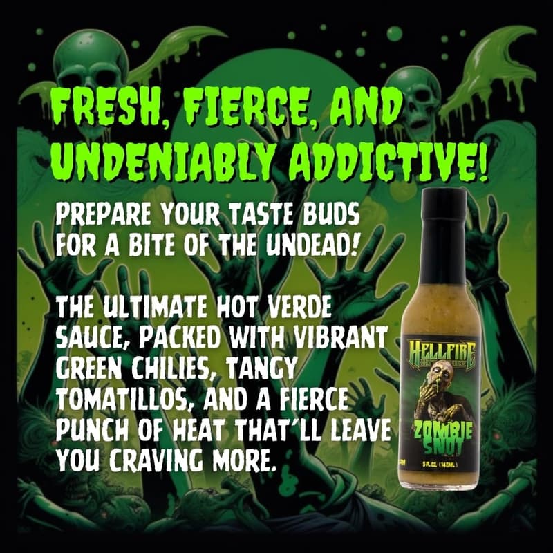 Award-Winning Hellfire Zombie Snot Hot Sauce - 5 oz Vegan Verde