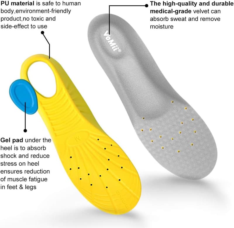 Memory Foam Insoles for High Arch Support & Plantar Fasciitis Relief