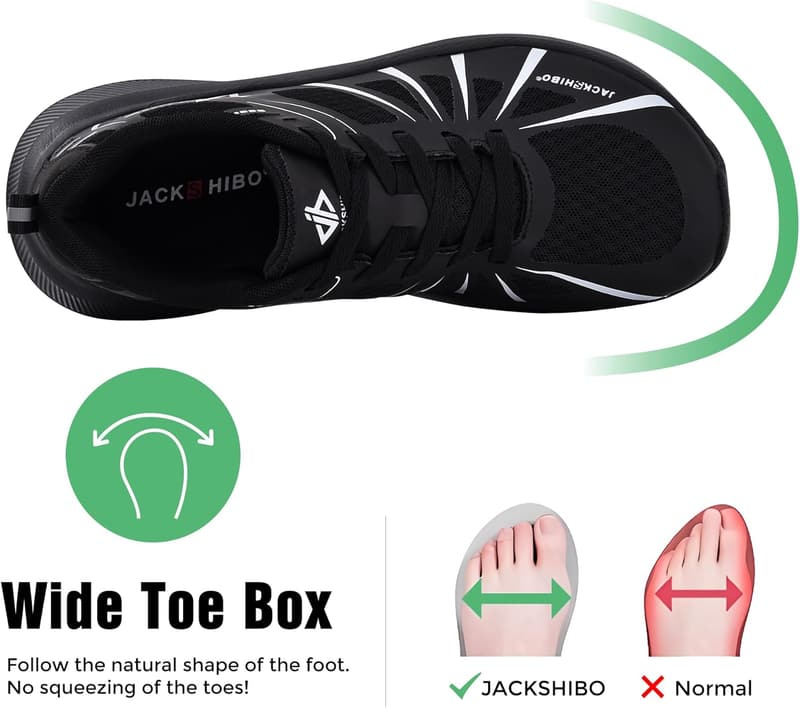 Wide Width Athletic Sneakers for Men - Cushioned Zero Drop Design