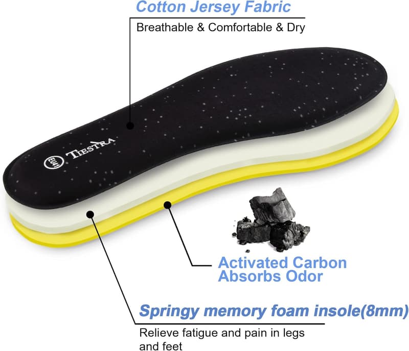 Memory Foam Shoe Inserts - 3 Pair for Men, Comfort & Pain Relief