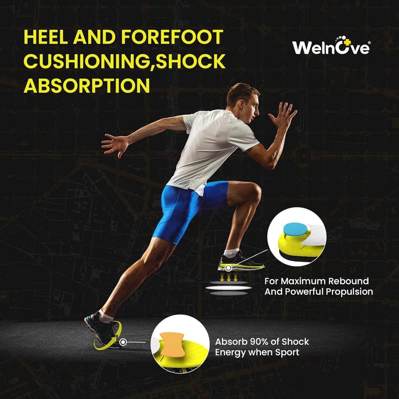 Athletic Insoles for Flat Feet - Shock Absorption Arch Support