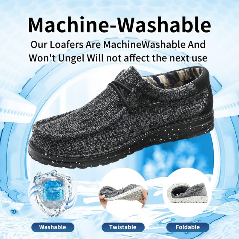 Lightweight Men's Casual Slip-On Loafers - Machine-Washable
