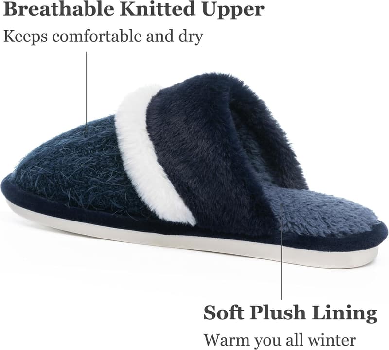 Warm Women's Fuzzy Memory Foam Slippers - Anti-Skid Indoor/Outdoor