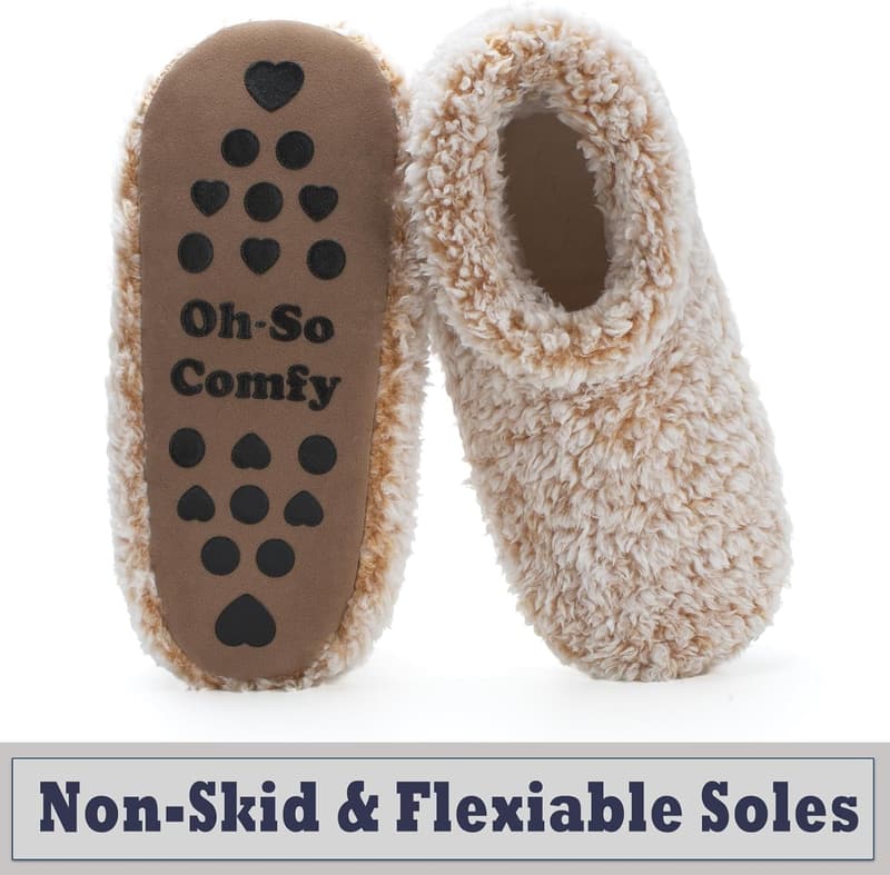 Warm Fuzzy Slippers for Women - Cozy Indoor Gripper Shoes