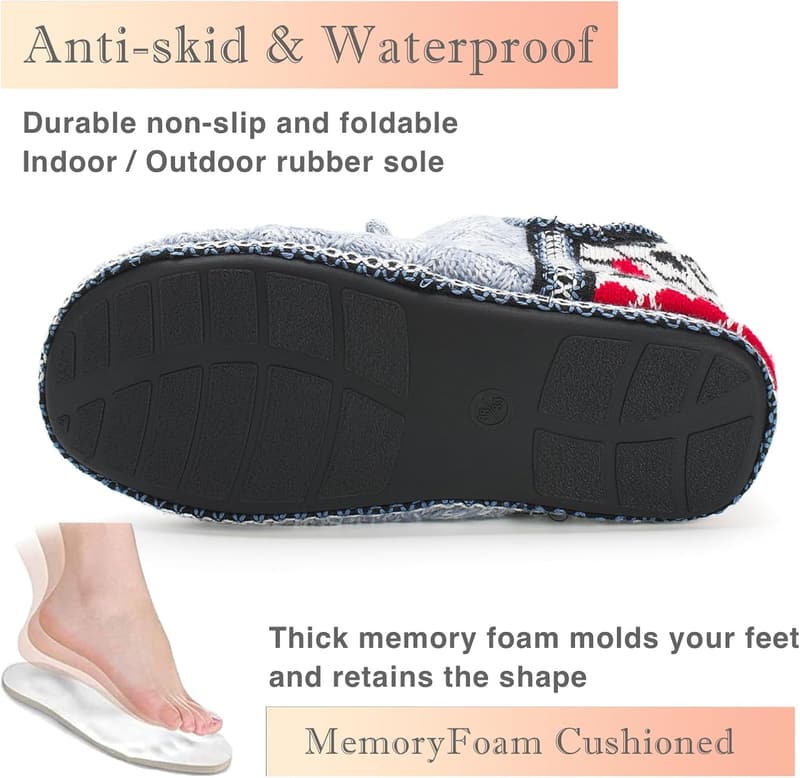 Women's Cozy Bootie Slippers with Memory Foam and Plush Lining