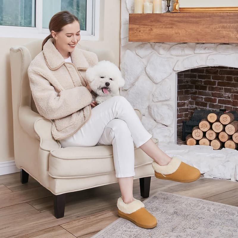 Women's Faux Fur Bootie Slippers with Memory Foam Sole