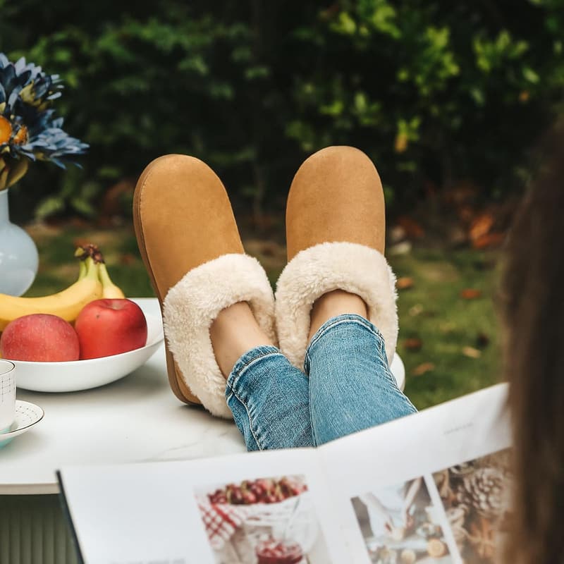 Women's Faux Fur Bootie Slippers with Memory Foam Sole