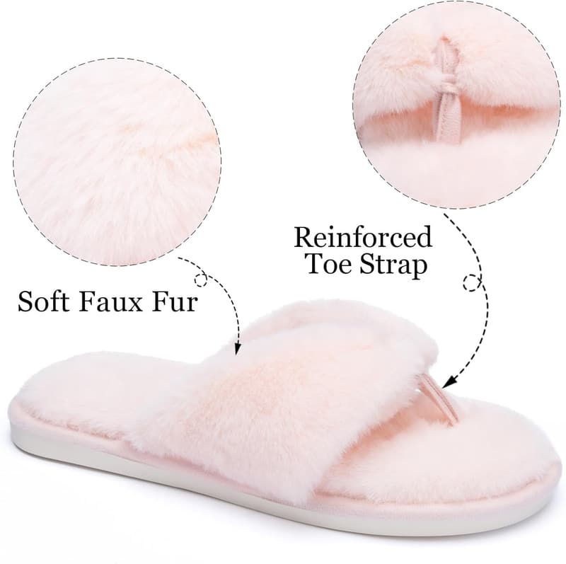 Women's Open Toe Memory Foam Flip Flops - Cute Soft Slides
