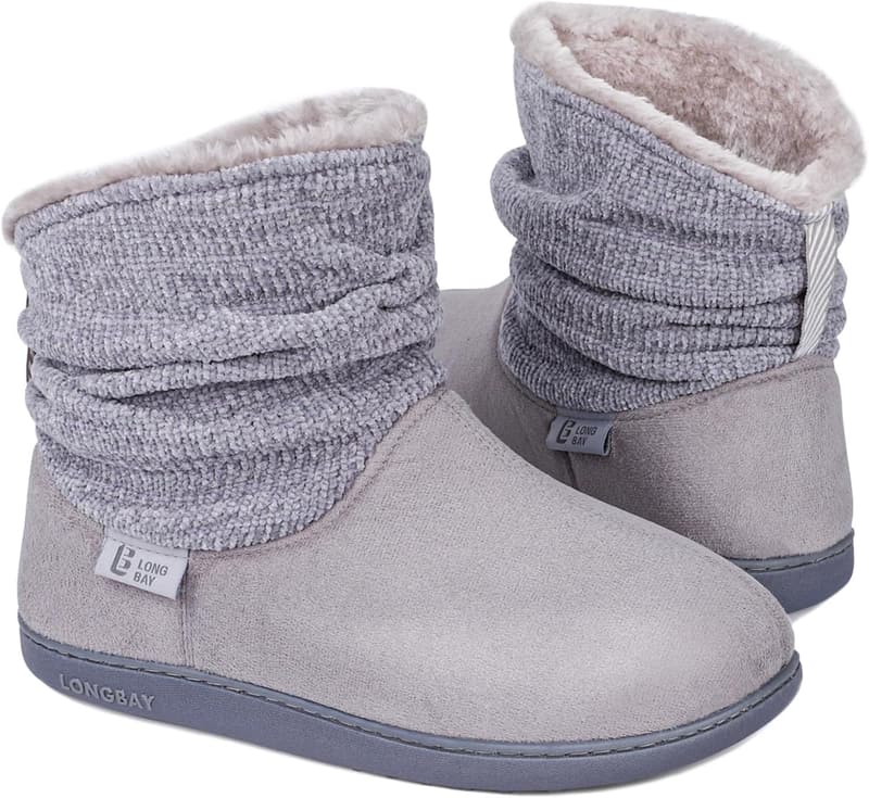 Cozy Women's Chenille Knit Bootie Slippers with Memory Foam