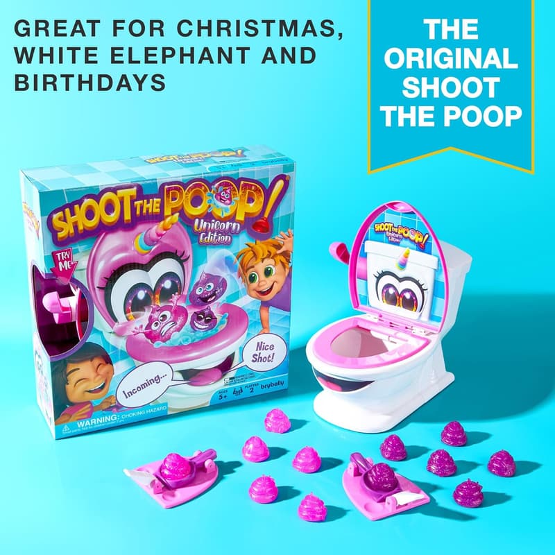 Unicorn Edition Shoot The Poop - Funny Family Game with Glitter