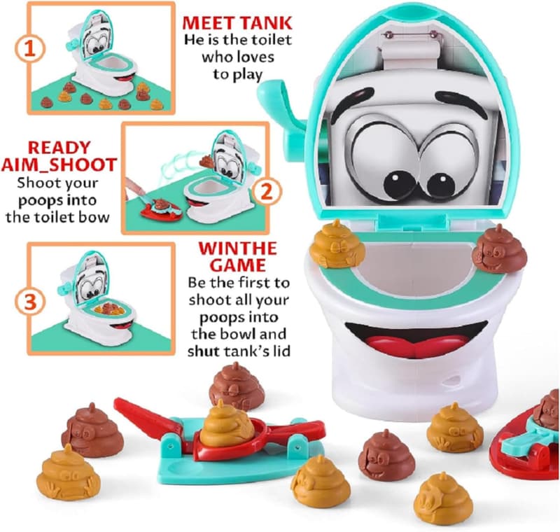 Kids Poop Family Game with Shooter and Catapults, Ages 4+