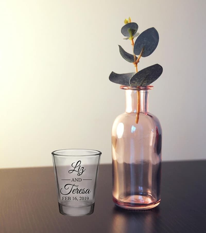 Personalized Wedding Shot Glasses with Monogram