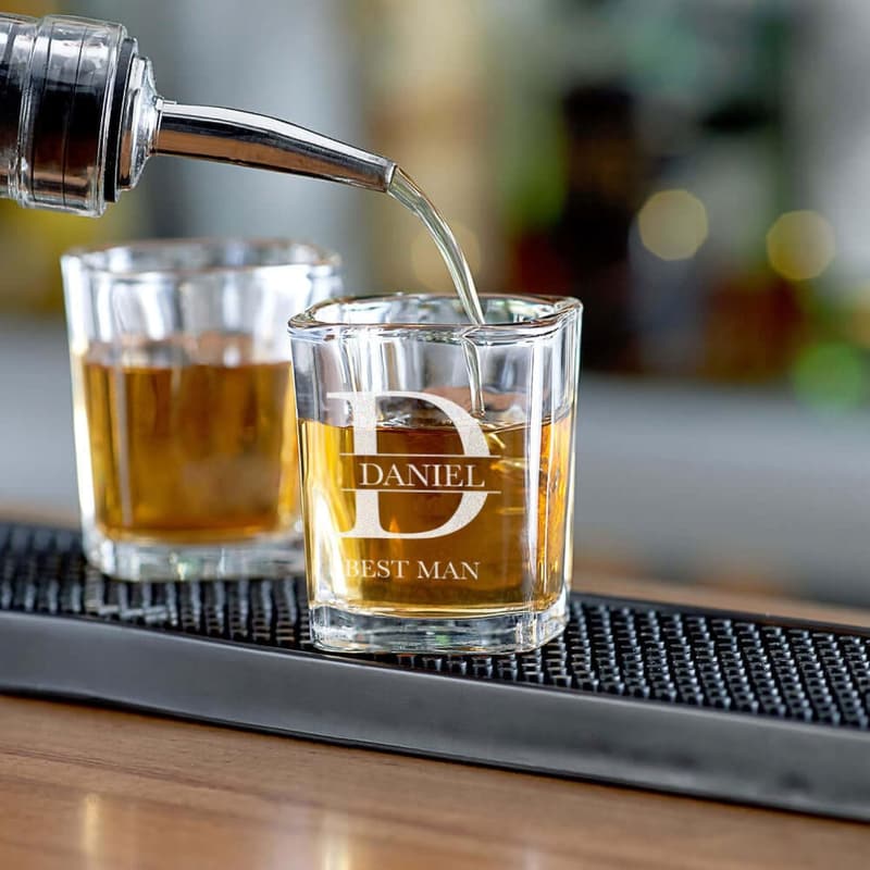 Engraved Shot Glasses Set for Groomsmen - 10 Pack, 1.5 Oz