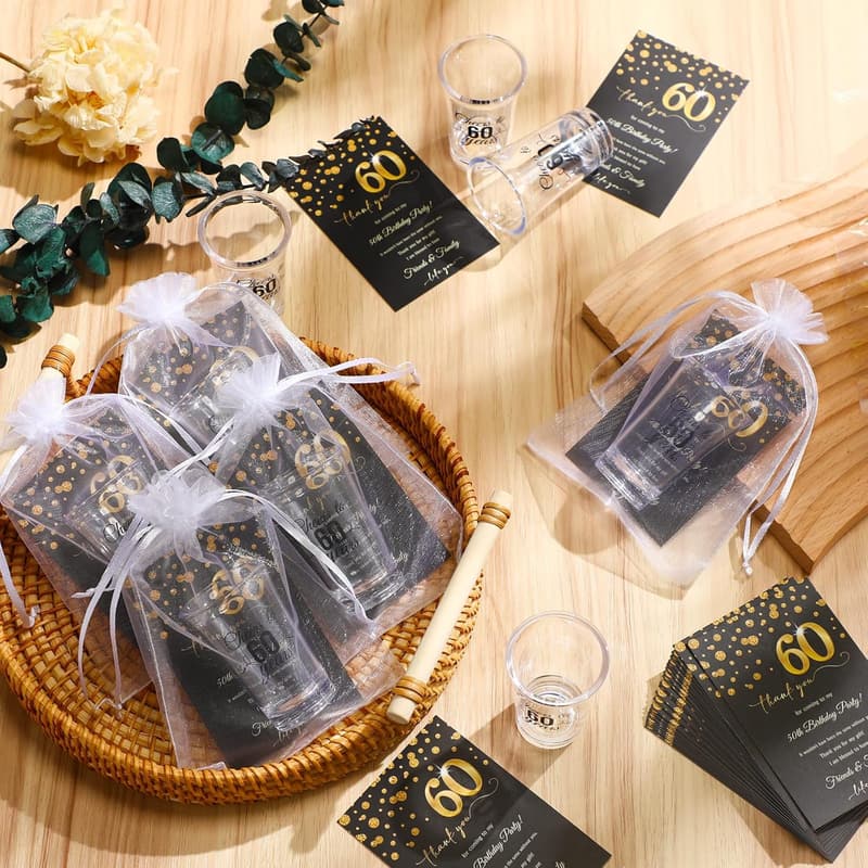 Bulk Personalized Cheers Glasses for 60th Birthday Party Favors