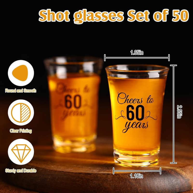 Bulk Personalized Cheers Glasses for 60th Birthday Party Favors