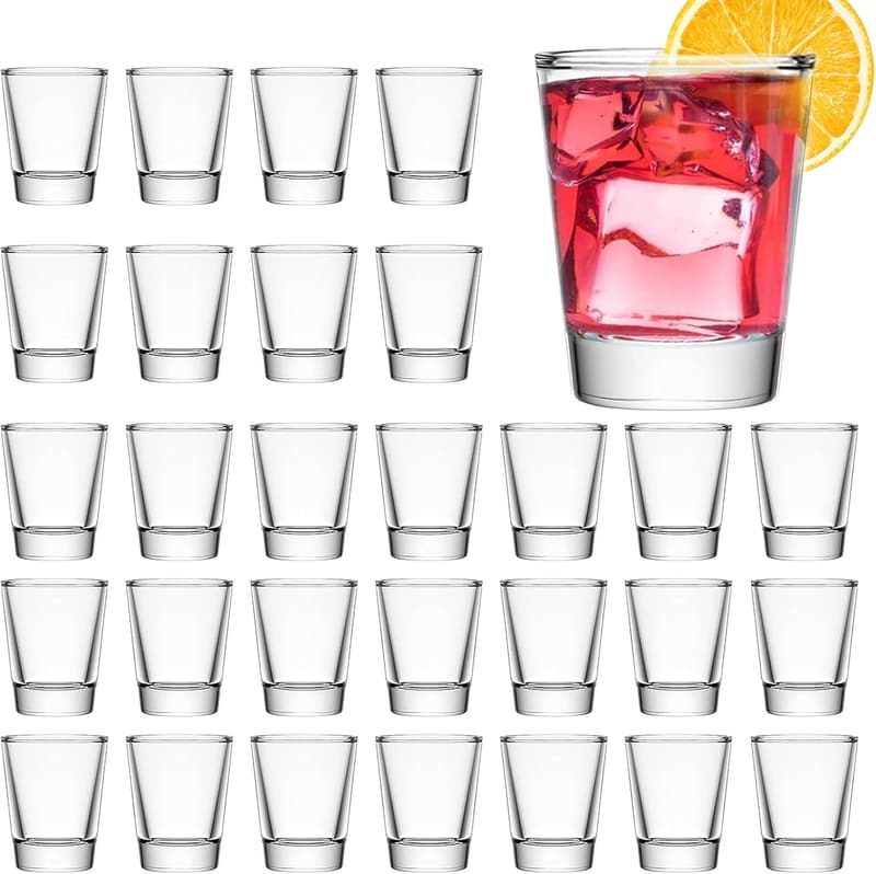 30 Pack Heavy Base Clear Shot Glasses, 1.6 oz