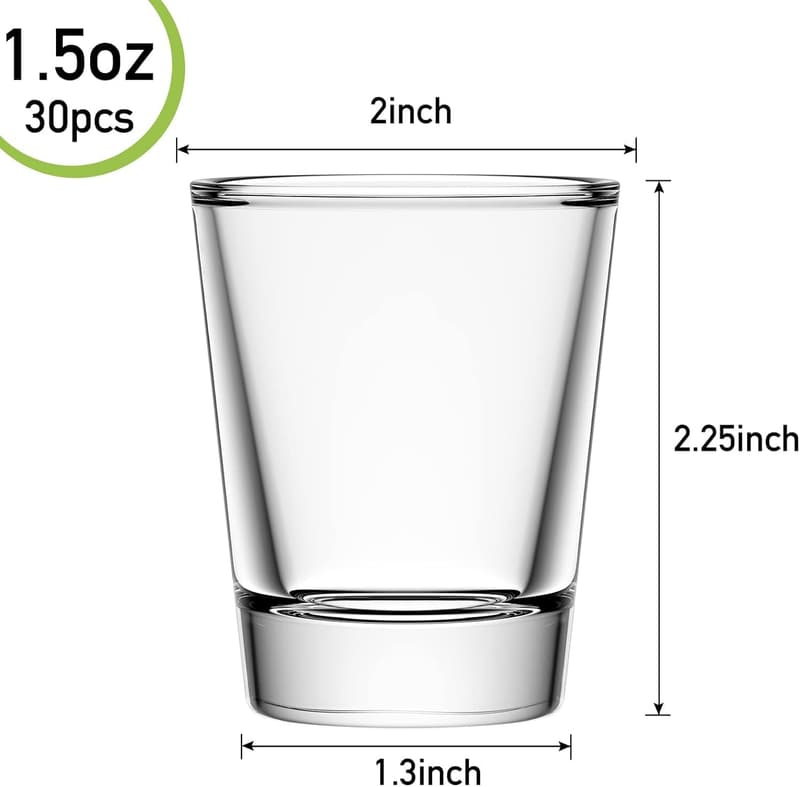 30 Pack Heavy Base Clear Shot Glasses, 1.6 oz