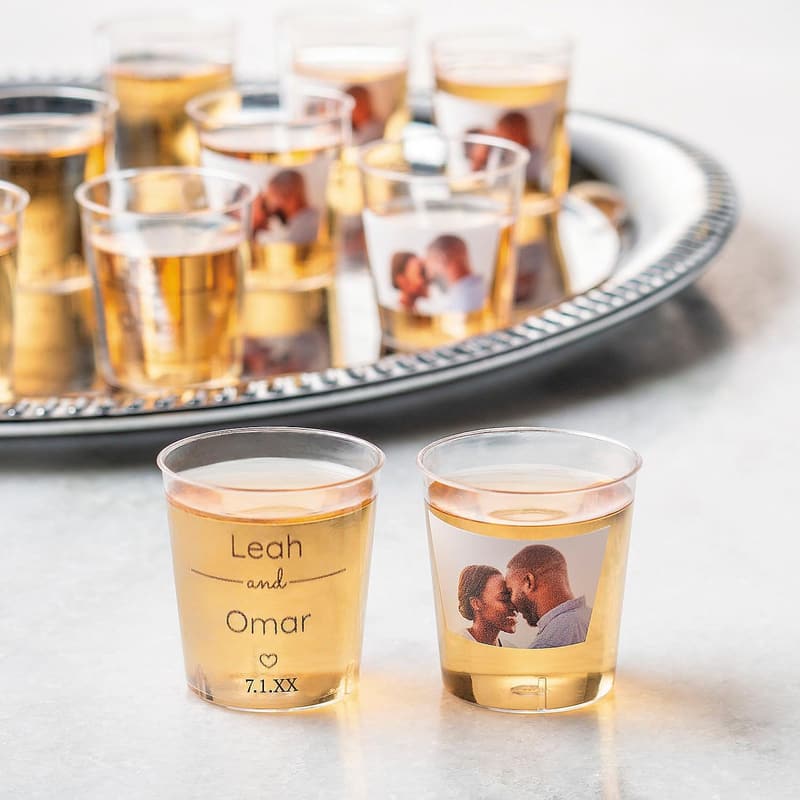 Personalized Wedding Plastic Shot Glasses - 50 Pack