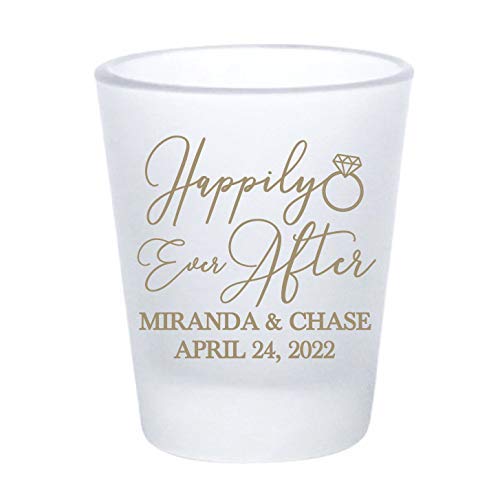 Personalized Frosted Wedding Favor Shot Glasses