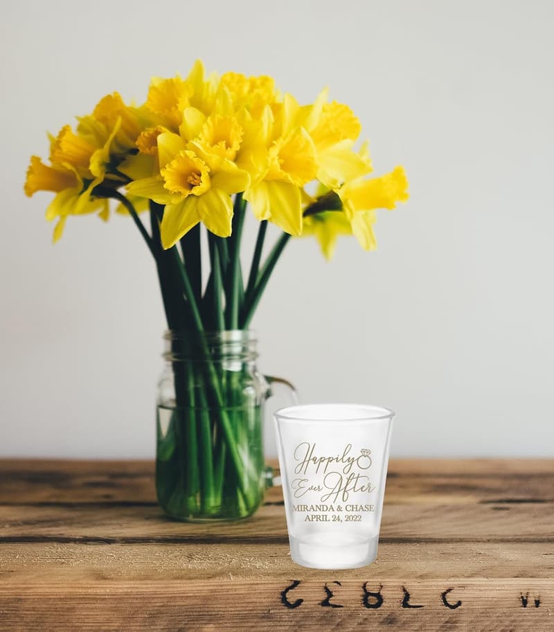 Personalized Frosted Wedding Favor Shot Glasses