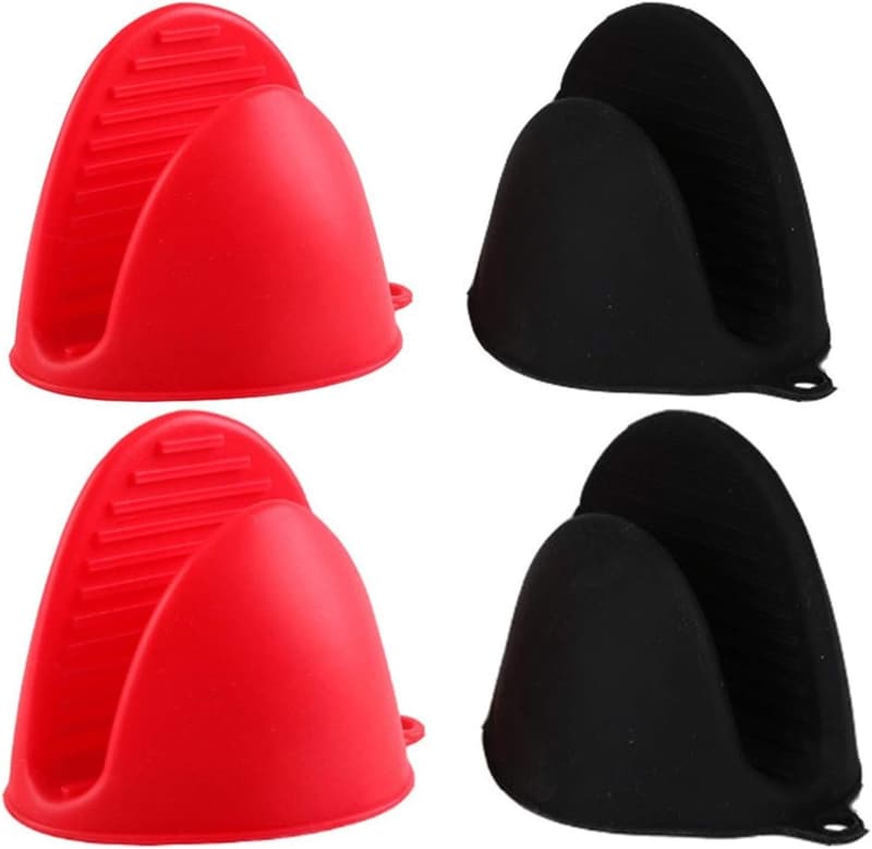 Heat-Resistant Silicone Mini Oven Mitts for Cooking & BBQ (2 Pairs)