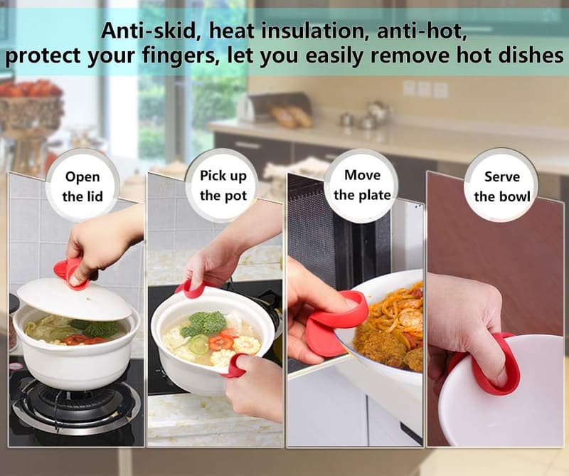 Heat Resistant Silicone Pot Holders – Set of 3 Red Mini Mitts