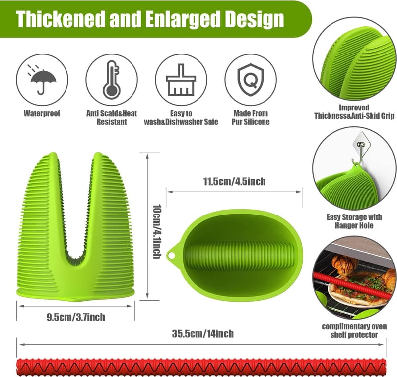 Silicone Mini Oven Mitts - Heat Resistant Kitchen Gloves