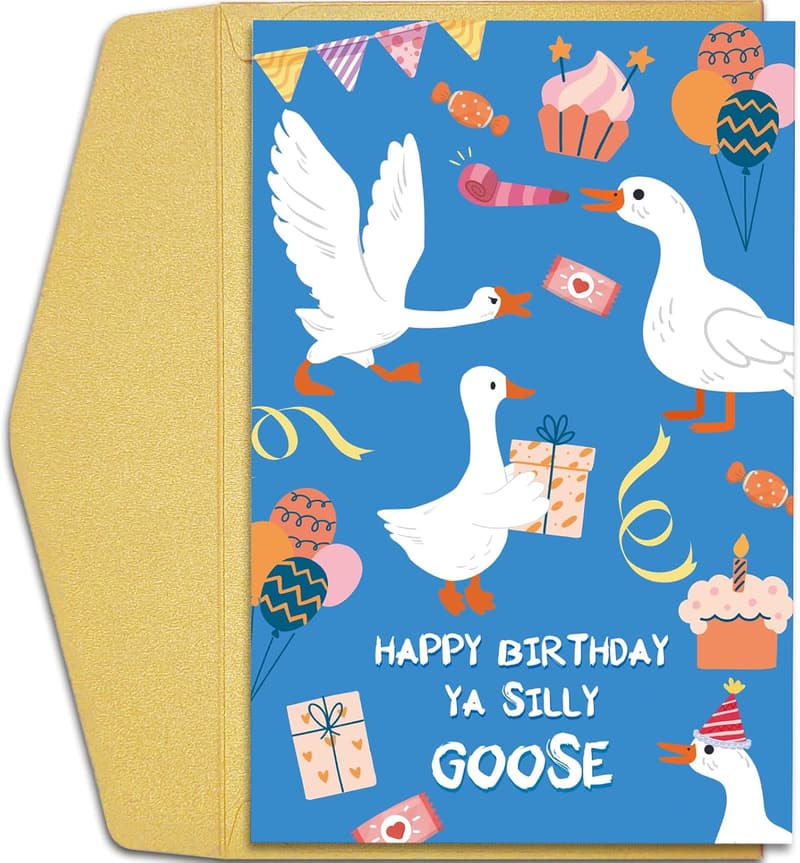 Funny Goose Birthday Card for Friends and Loved Ones