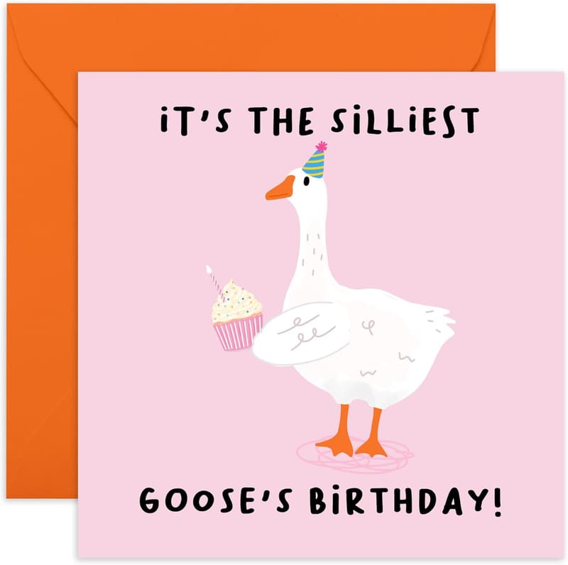 Silliest Goose Birthday Card for Girls with Fun Stickers