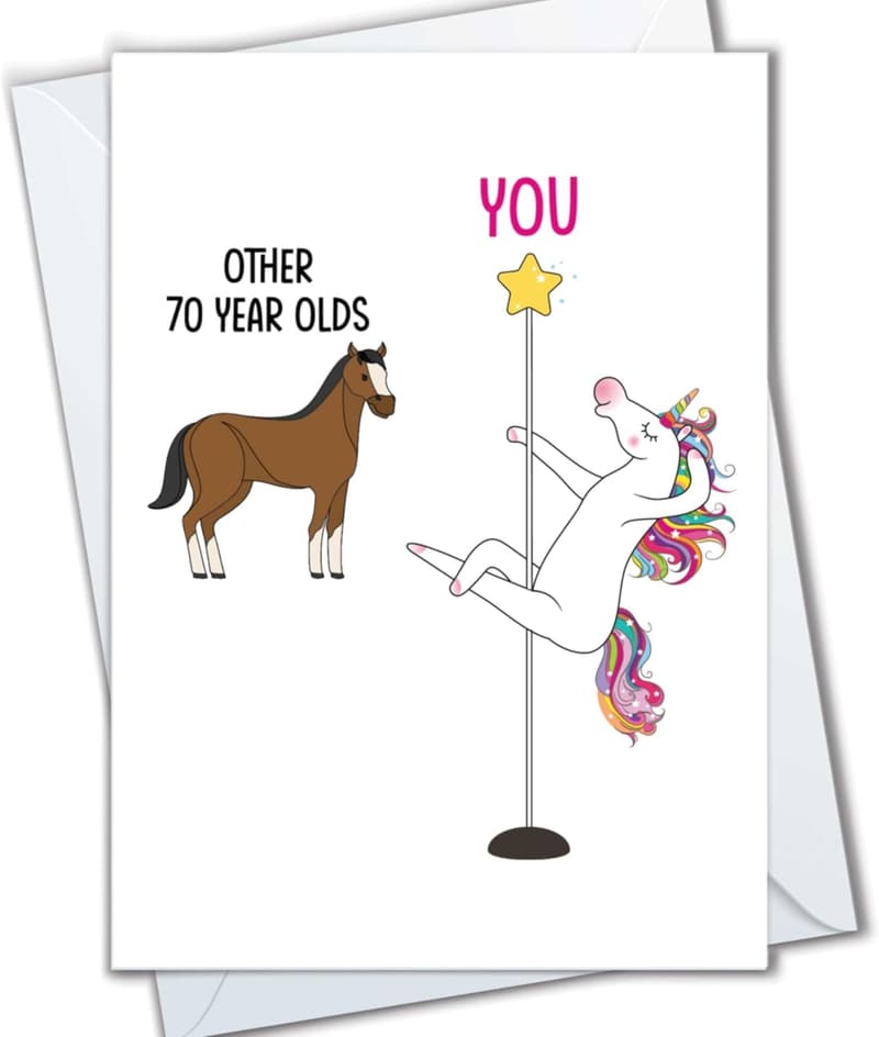70th Birthday Unicorn Card for Women