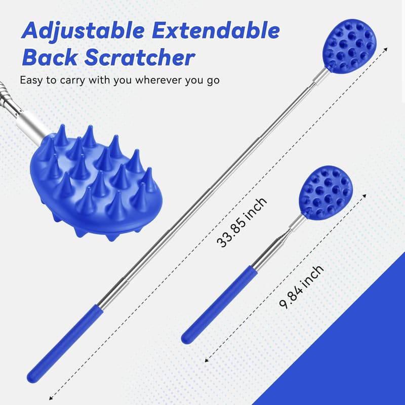 Telescoping Back Scratcher with 3 Detachable Heads - Gift for All