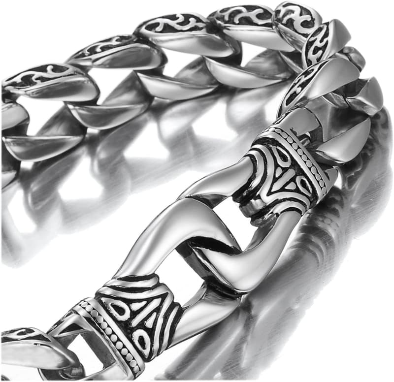 Men's Stainless Steel Link Bracelet with Necklace Option - 9 in.