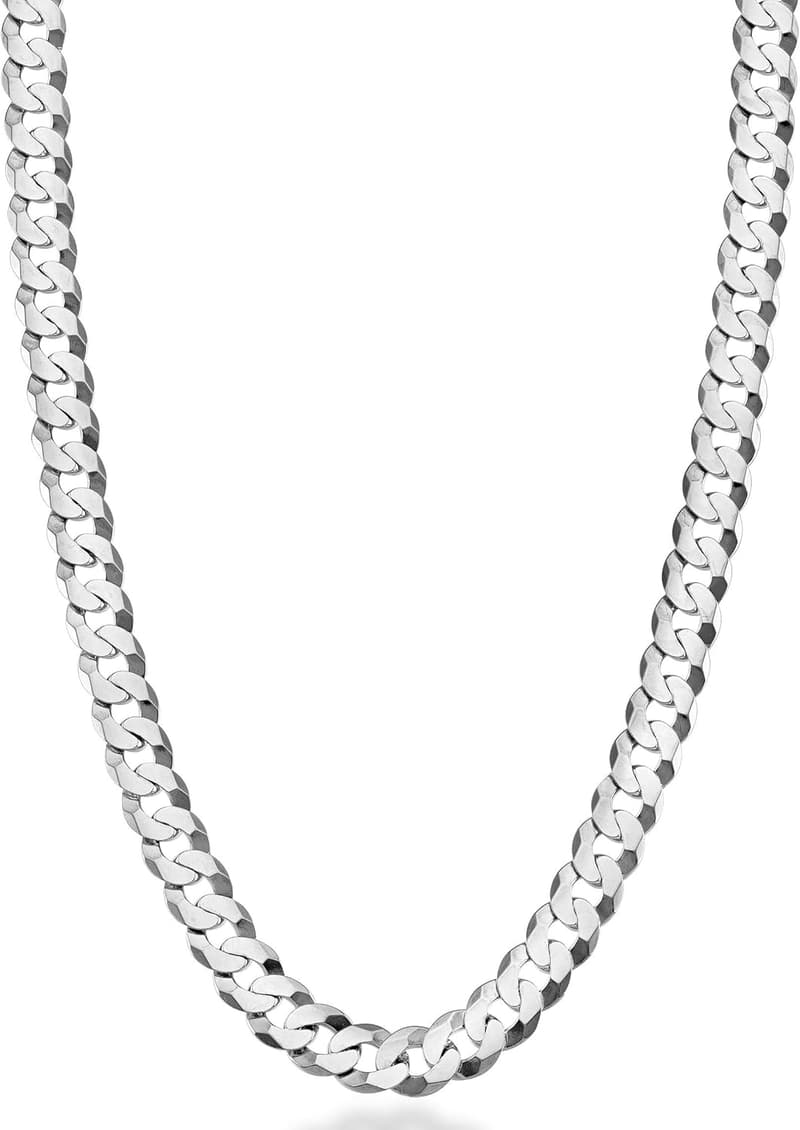 7mm Diamond Cut Cuban Link Necklace in 925 Sterling Silver