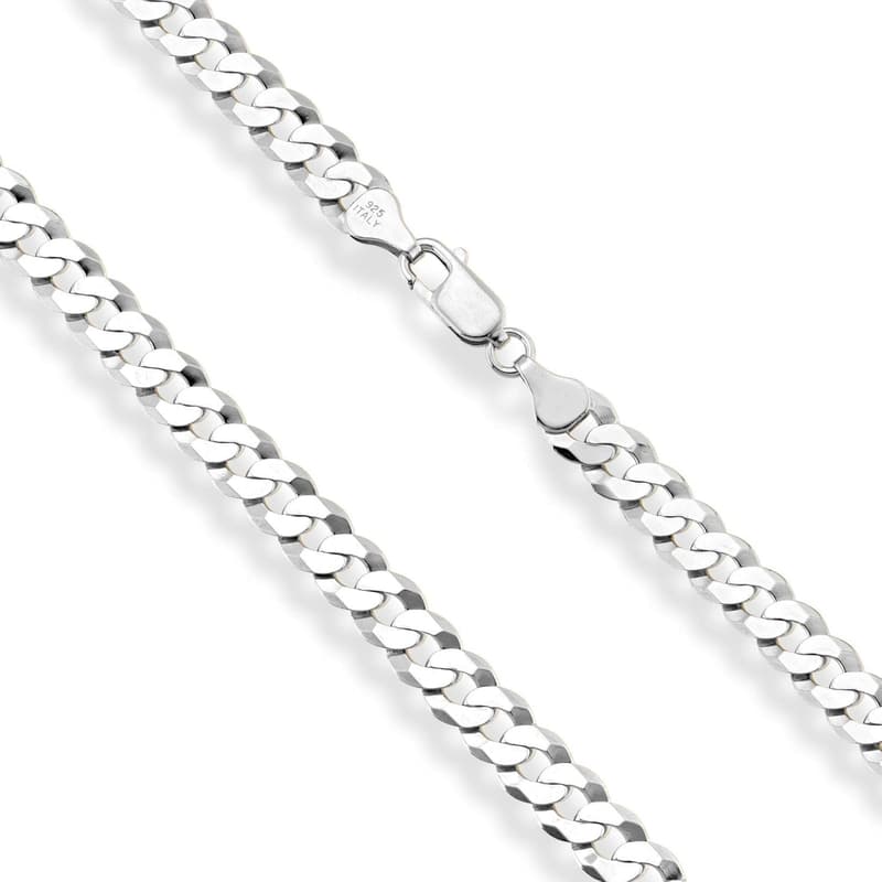 7mm Diamond Cut Cuban Link Necklace in 925 Sterling Silver