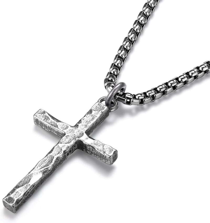 Vintage 925 Sterling Silver Cross Necklace for Men & Women