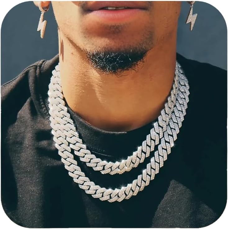 Men's Bling Cuban Link Necklace - Iced Out Diamond Cut, 8''-24''