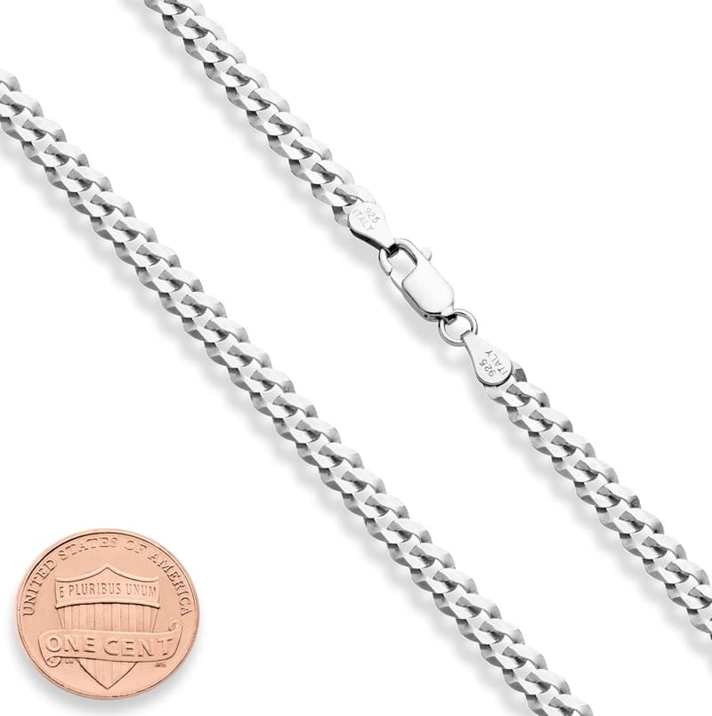 Italian 5mm Diamond Cut Cuban Link Necklace in 925 Sterling Silver