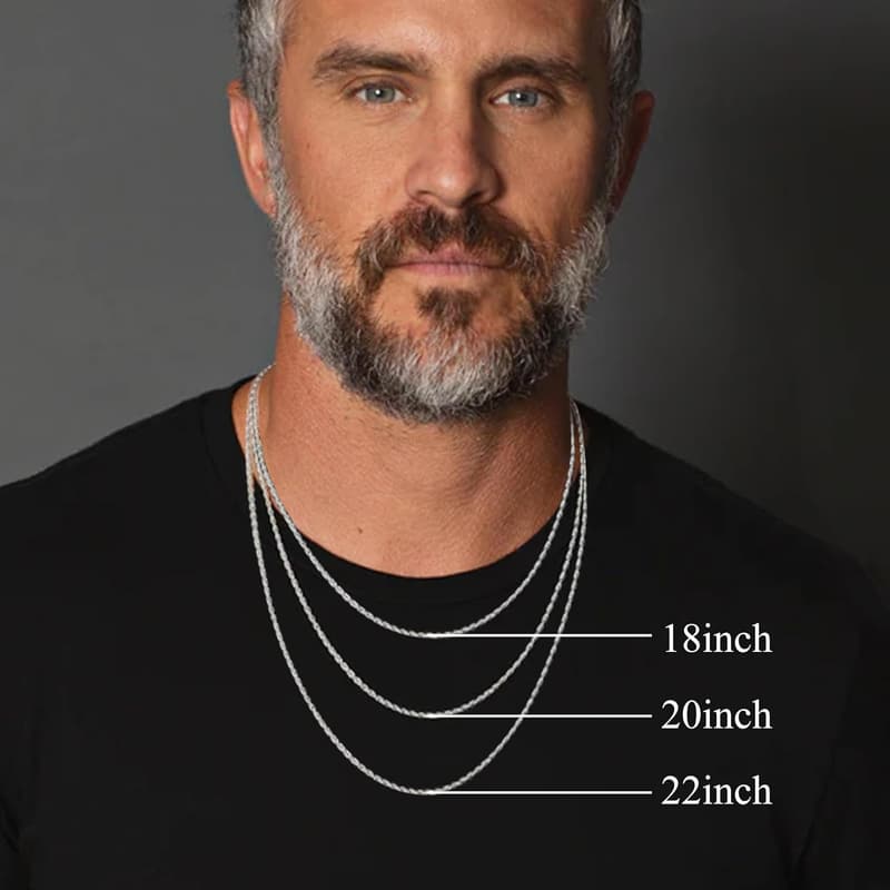 Waterproof Silver Rope Chain Necklace for Men & Women