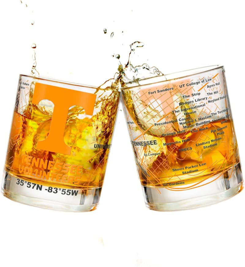 University of Tennessee Whiskey Glass Set - 2 Low Ball Glasses