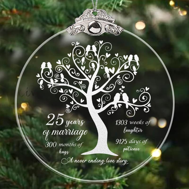 25th Anniversary Glass Ornament Gift for Couples