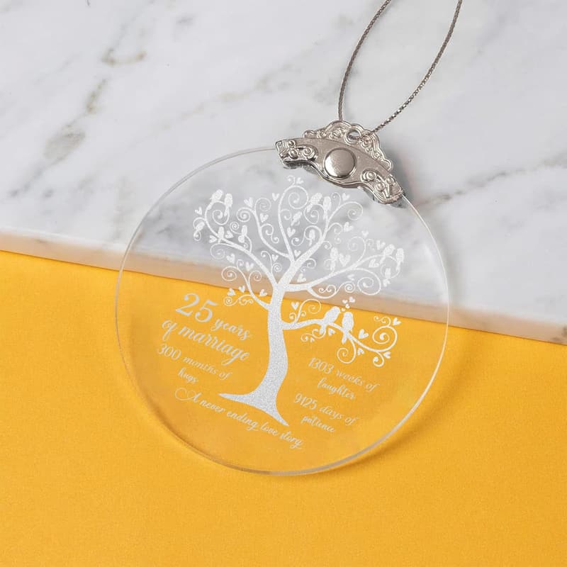 25th Anniversary Glass Ornament Gift for Couples