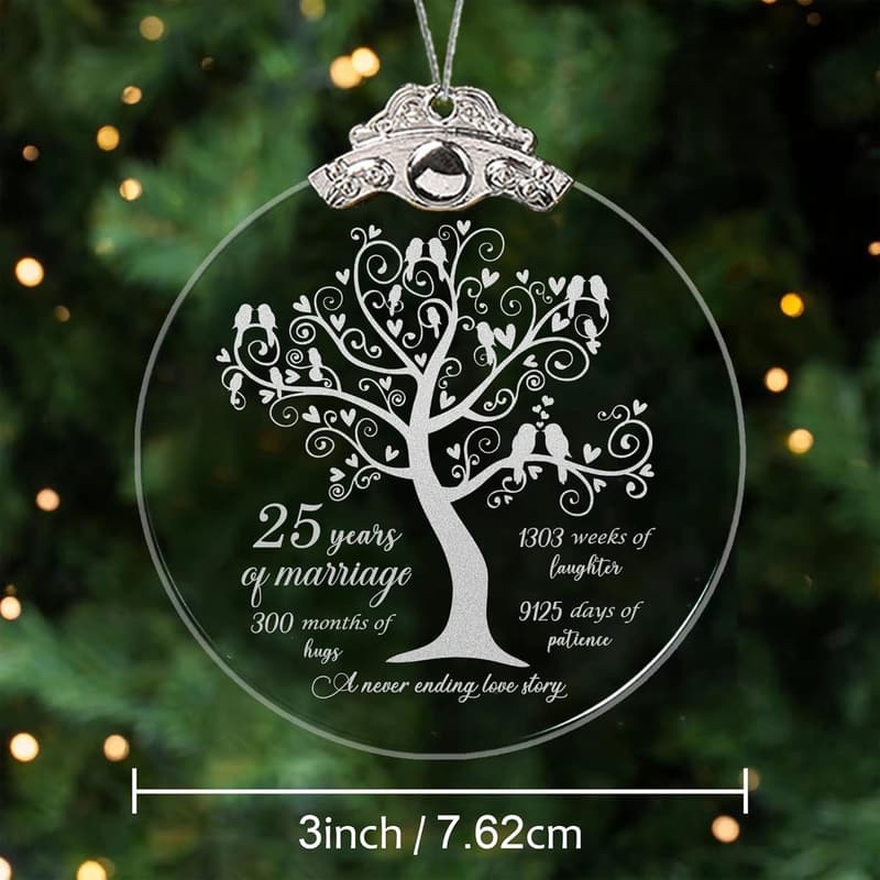25th Anniversary Glass Ornament Gift for Couples