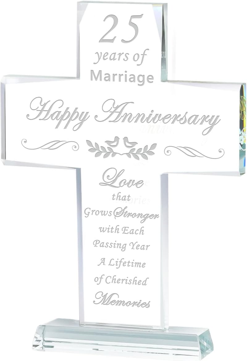 25th Anniversary Crystal Cross Keepsake for Couples