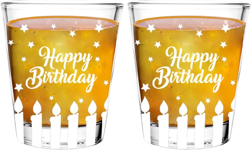 Happy Birthday Shot Glasses Set for Couples - 2oz Gift Box