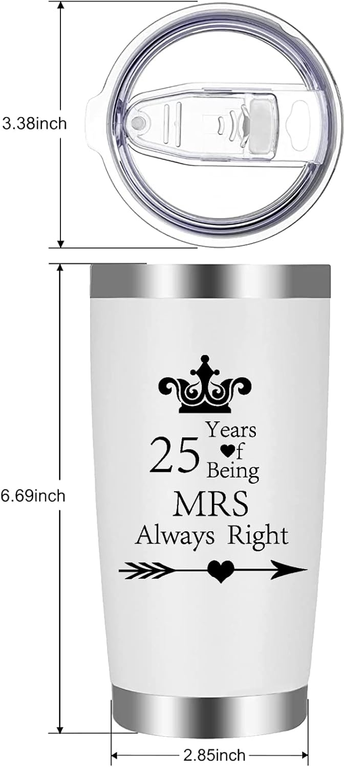 25th Anniversary Stainless Steel Tumblers for Couples
