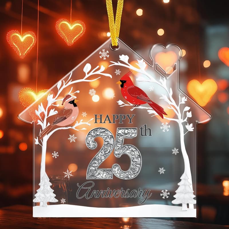 25th Anniversary Acrylic Ornament for Couples' Home Decor