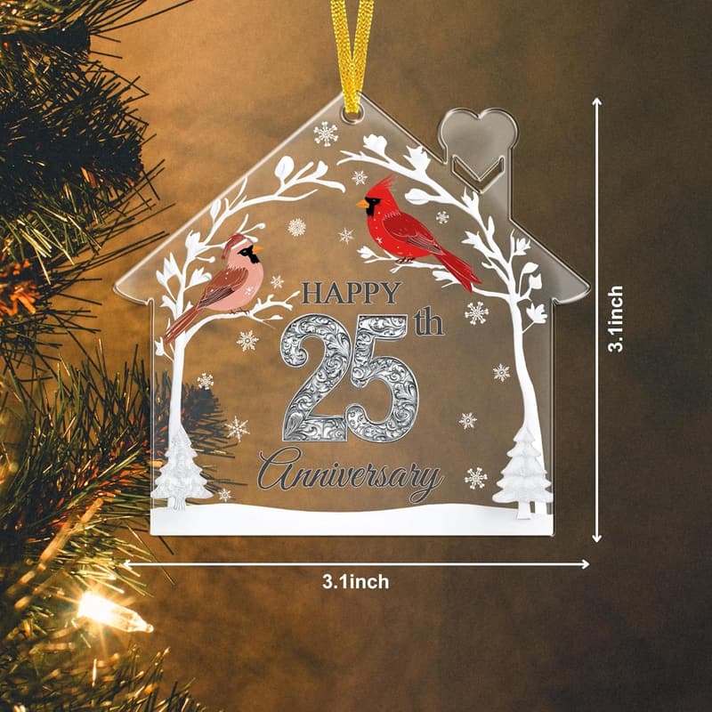 25th Anniversary Acrylic Ornament for Couples' Home Decor