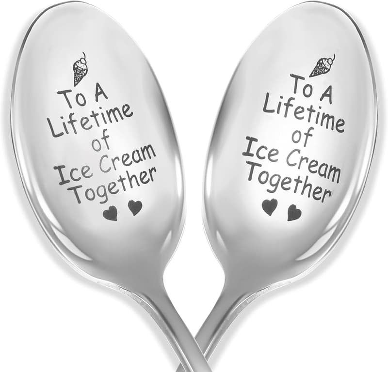 Engagement Gift Set: 2PCS Stainless Steel Ice Cream Spoons