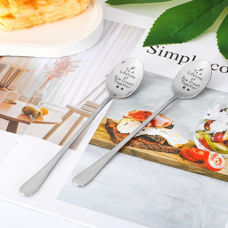 Engagement Gift Set: 2PCS Stainless Steel Ice Cream Spoons