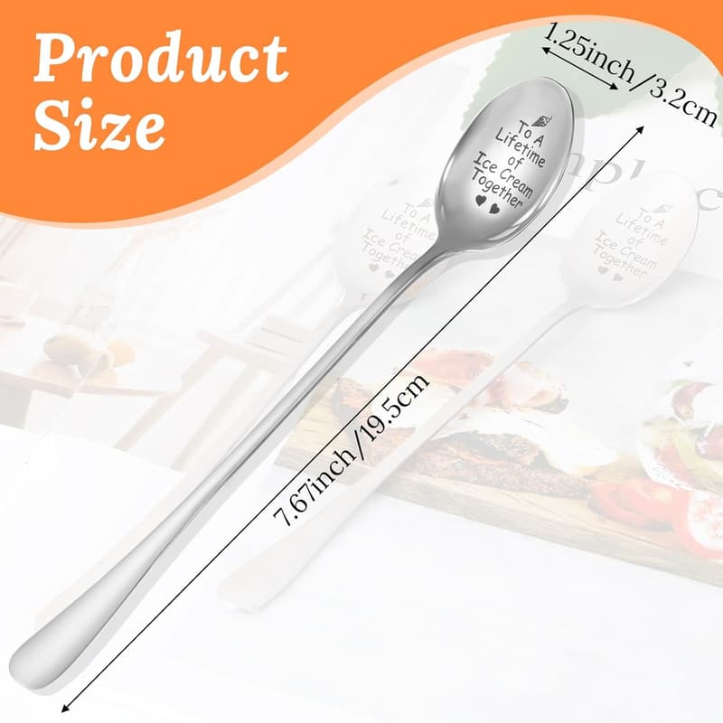 Engagement Gift Set: 2PCS Stainless Steel Ice Cream Spoons